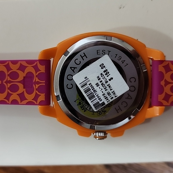 NWT Coach Pink and Orange Stainless Steel Watch - Picture 6 of 13